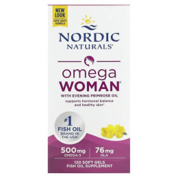 Жіноча омега з маслом примули Nordic Naturals (Omega Woman with Evening Primrose Oil) 830 мг 120 гелевих капсул
