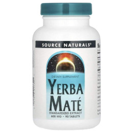 Парагвайский чай (мате), Yerba Mate, Source Naturals, 600 мг, 90 таблеток
