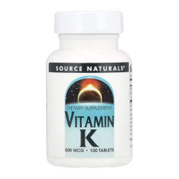 Vitamin K 500 mcg - 100 tabs Source Naturals