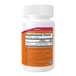 Vitamin D-3 10,000 IU - 30 softgels Now Foods