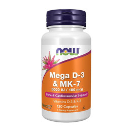 NOW Mega D-3 & MK-7 5000 IU / 180 mcg (120 veg caps)