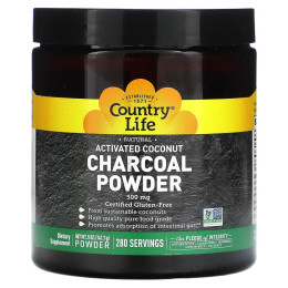 Активированный уголь порошок кокосовый Country Life (Activated Coconut Charcoal) 500 мг 141.7 г