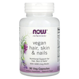 Препарат для волос кожи и ногтей Now Foods (Vegan Hair Skin & Nails) 90 вегетарианских капсул