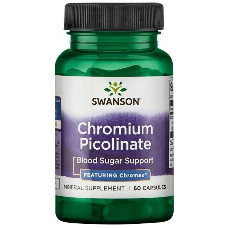Пиколинат хрома, Chromium Picolinate - Featuring Chromax, Swanson, 200 мкг, 60 капсул