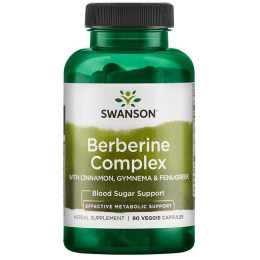 Бербериновый комплекс с корицей гимнастикой и пажитником Swanson (Berberine Complex with Cinnamon Gymnema & Fenugreek) 90 капсул