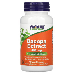 Бакопа экстракт Now Foods (Bacopa Extract) 450 мг 90 капсул