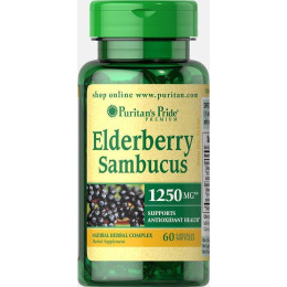 Бузина Puritan's Pride (Elderberry Sambucus) 1250 мг 60 капсул