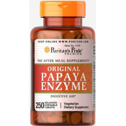 Фермент папайи, Papaya Enzyme, Puritan's Pride, 250 жевательных