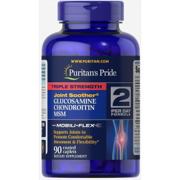 Глюкозамин хондроитин и МСМ Puritan's Pride (Triple Strength MSM) 750 мг/597 мг 90 капсул