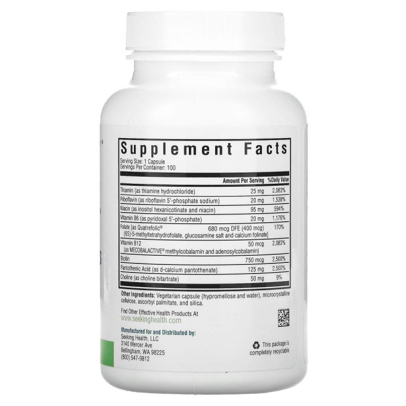 Комплекс витаминов группы В Seeking Health (B Complex Plus) 100 вегетарианских капсул