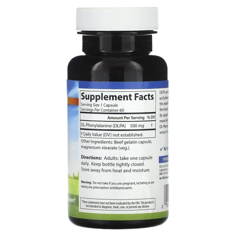Фенилаланин Carlson Labs (DLPA DL-Phenylalanine) 500 мг 60 капсул