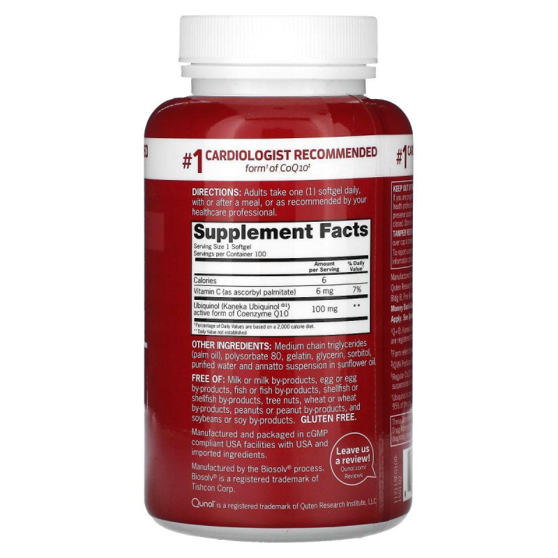 Qunol, Mega CoQ10, Ubiquinol, 100 mg, 100 Softgels