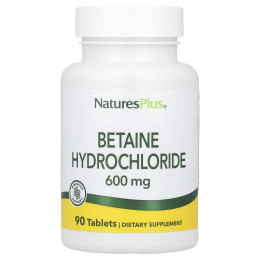 Бетаин гидрохлорид (Betaine Hydrochloride), Nature's Plus, 600 мг, 90 таблеток