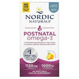 Омега-3 для молодых мам Nordic Naturals (Postnatal Omega-3) 1120 мг со вкусом лимона 60 капсул