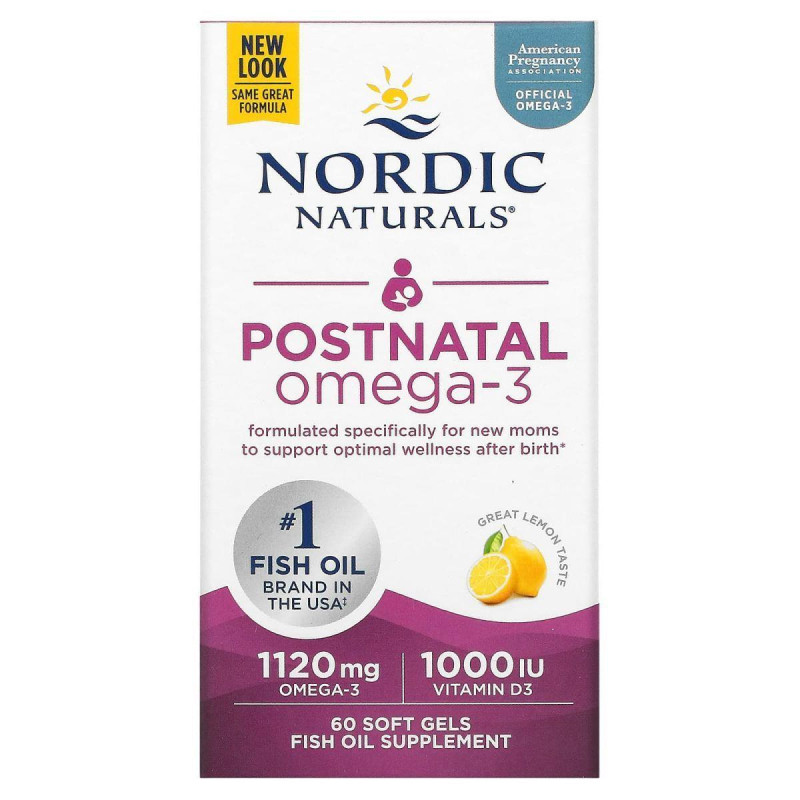 Омега-3 для молодых мам Nordic Naturals (Postnatal Omega-3) 1120 мг со вкусом лимона 60 капсул