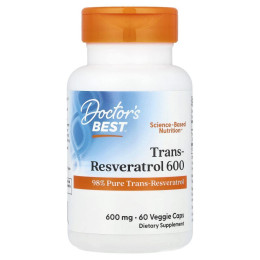 Эффективный транс-ресвератрол 600, Trans-Resveratrol 600, Doctor's Best, 600 мг, 60 вегетарианских капсул