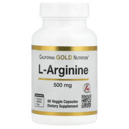 Аргинин California Gold Nutrition (L-Arginine AjiPure) 500 мг 60 растительных капсул
