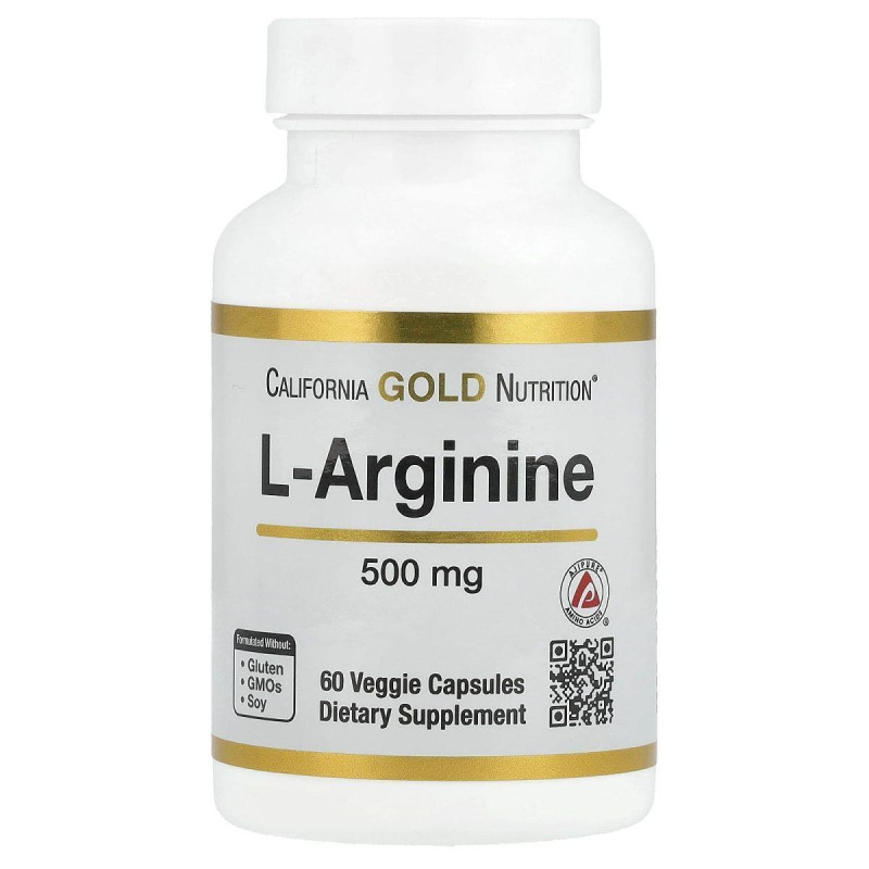 Аргинин California Gold Nutrition (L-Arginine AjiPure) 500 мг 60 растительных капсул