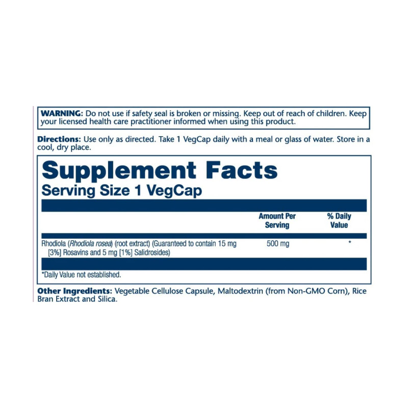 Super Rhodiola Root Extract 500mg - 60 vcaps Solaray