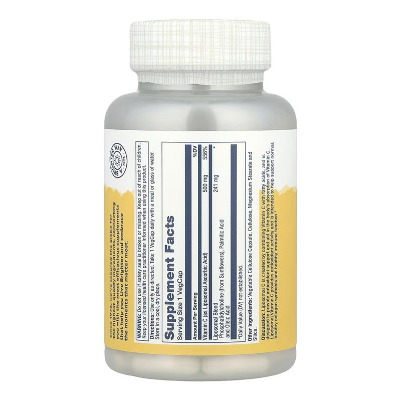 Liposomal Vitamin C 500mg - 100 vcaps Solaray