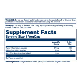Beta Glucan with Vitamin C 10mg - 60 vcaps Solaray