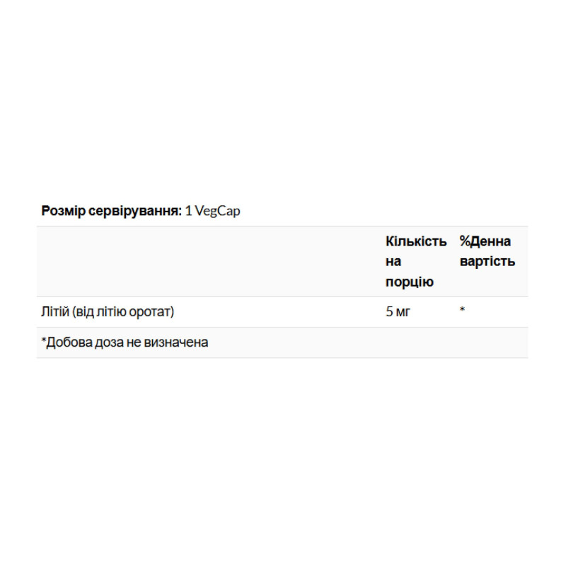 Lithium Orotate 5mg - 120 vcaps KAL