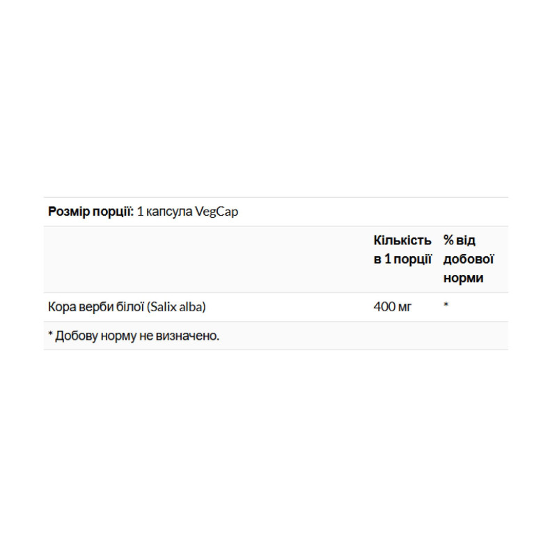 White Willow Bark 400mg - 100 vcaps Solaray