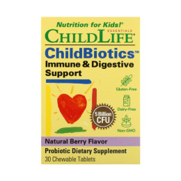 ChildBiotics Immune + Digestive Support - 30 Chewable tabs Natural Berry (До 11.25) ChildLife Essentials