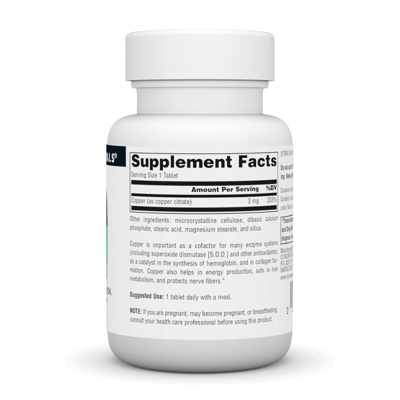 Copper 3mg - 60 caps Source Naturals
