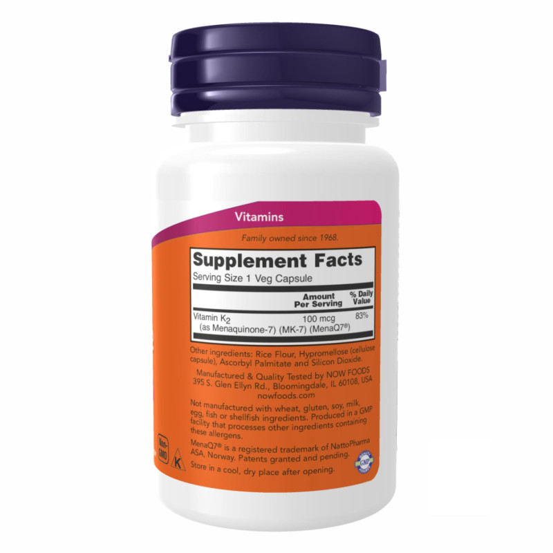 Vitamin K-2 (MK7) 100 mcg - 60 vcaps Now Foods