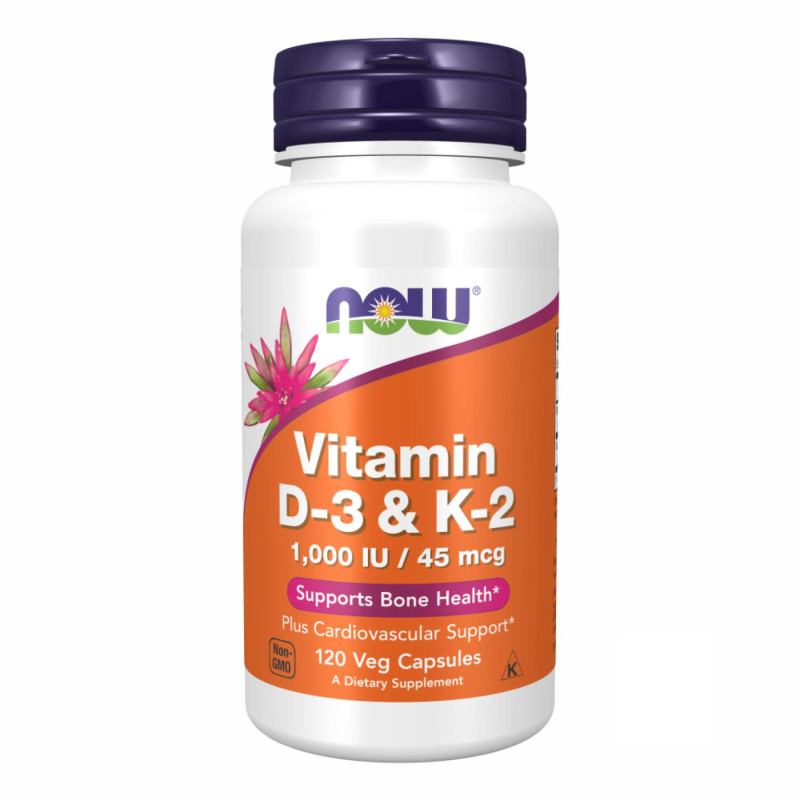 Vitamin D3+K2 1000 IU - 120 vcaps Now Foods