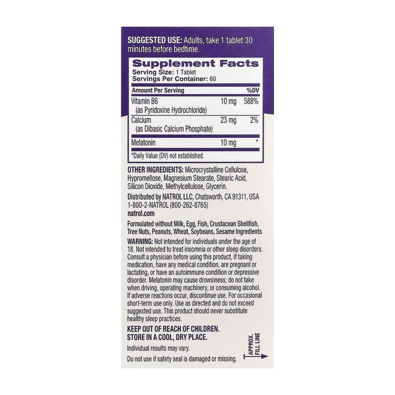 Time Release Melatonin 10mg - 60 tab NATROL