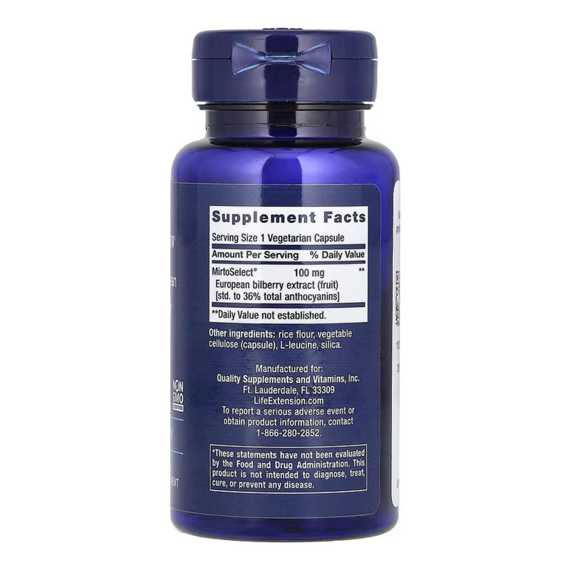 Standardized European Bilberry Extract 100 mg - 90 vcaps Life Extension