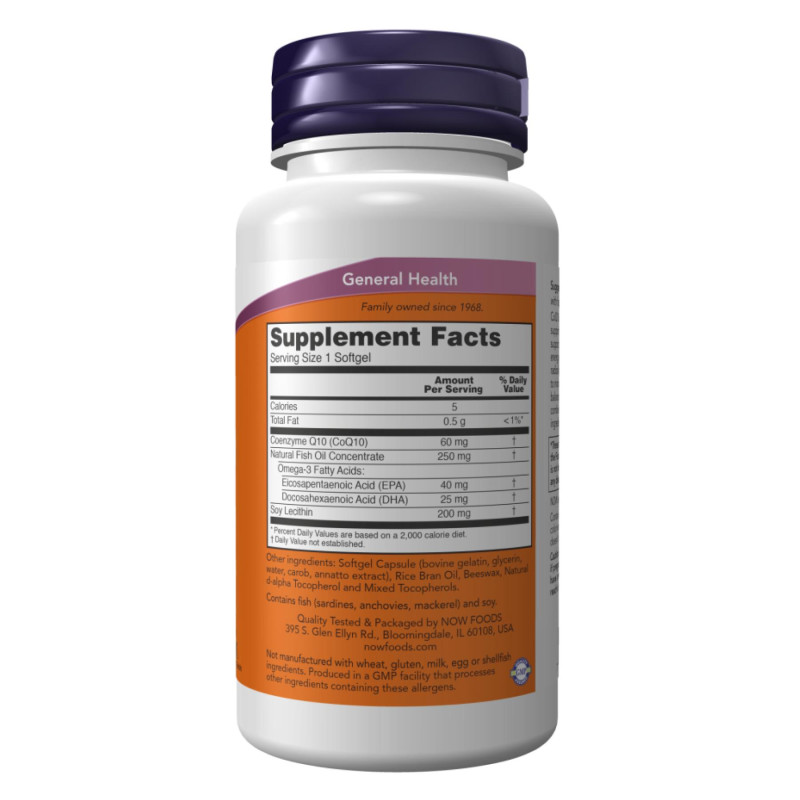 CoQ10 60mg with Omega-3 - 120 sgels Now Foods