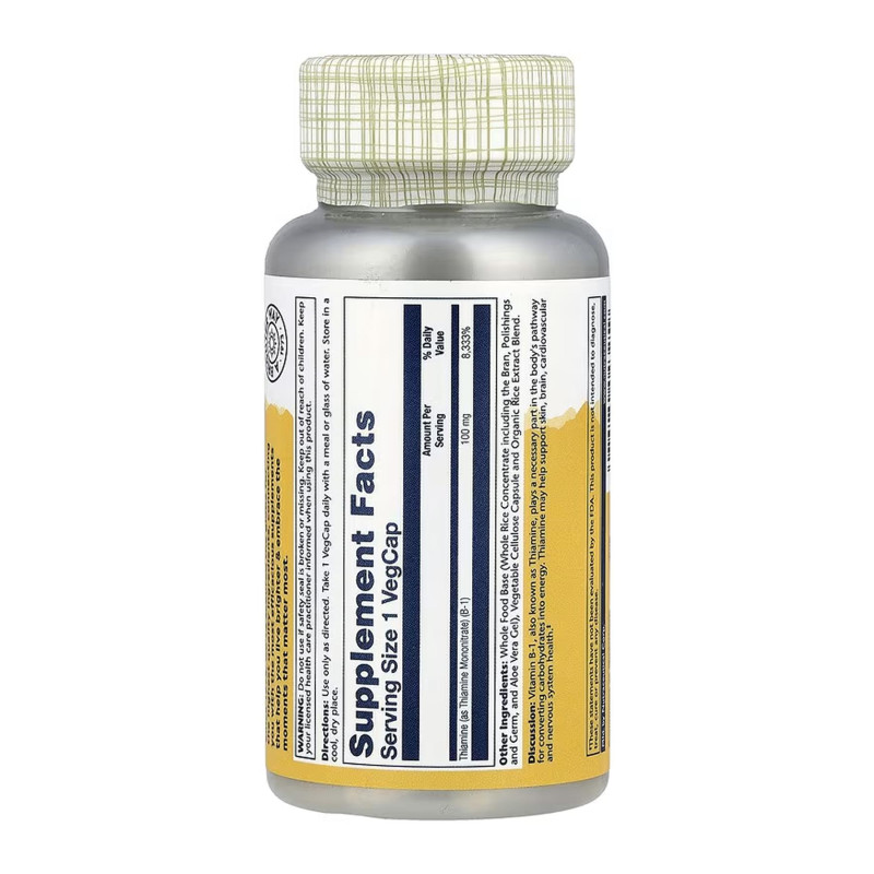 Vitamin B-1 100mg - 100 vcaps Solaray