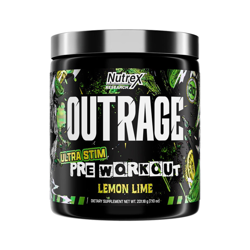 Outrage High‑Stim Pre‑Workout - 30 servings Lemon Lime Nutrex