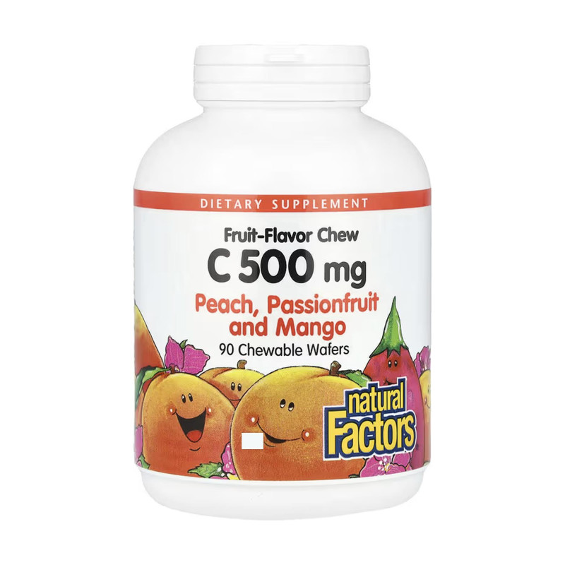 Vitamin C 500 mg - 90 Chewable Wafers Peach Passion Fruit and Mango Natural Factors