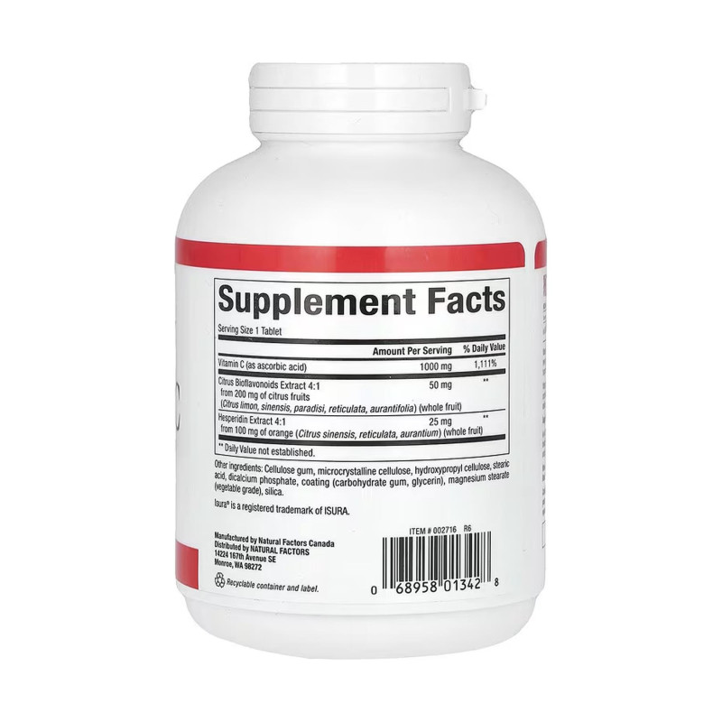 Vitamin C 1000mg - 180 tabs Natural Factors