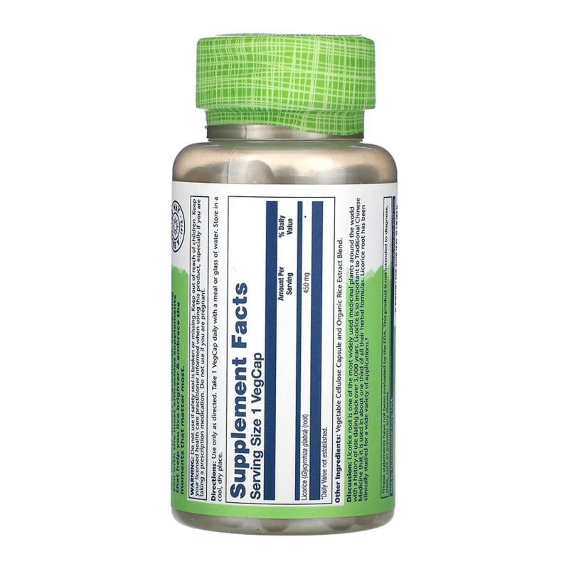 Licorice 450mg - 100 vcaps Solaray