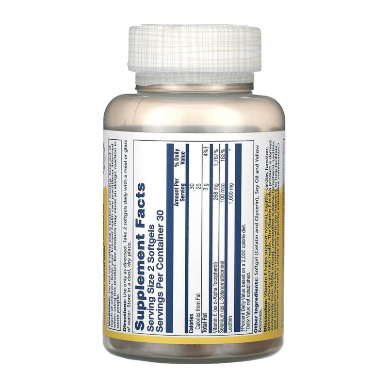 Bio Vitamin E with Selenium 268mg - 60 softgels Solaray