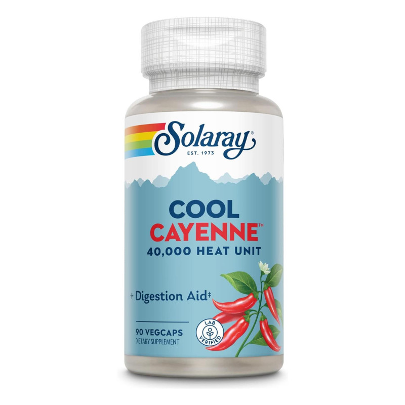 Cool Cayenne Pepper 40,000 HU 600mg - 90 vcaps Solaray