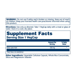 Alpha Lipoic Acid 250mg - 60 vcaps Solaray