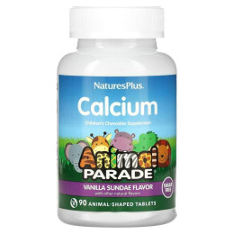 Кальцій для дітей без цукру смак ванільного морозива Nature's Plus (Animal Parade Calcium Children's Chewable Supplement Sugar Free) 90 жувальних таблеток