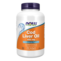 Cod Liver Oil 650mg - 250 sgels Now Foods