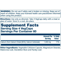 Calcium Citrate 1000mg - 240 vcaps Solaray