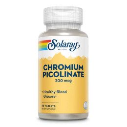 Хром піколінат, Chromium Picolinate 200mcg - 50 tabs Solaray