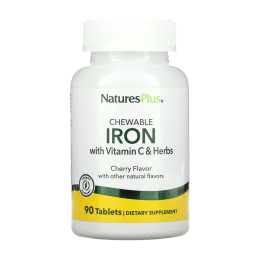 Залізо хелатне з Вітаміном С, Iron 27 mg with Vitamin C Herbs - 90 tabs Nature's Plus