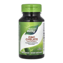Хелатний цинк бісгліцинат 30 мг, Zinc 30mg - 100 caps Nature's Way