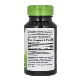 Хелатний цинк бісгліцинат 30 мг, Zinc 30mg - 100 caps Nature's Way