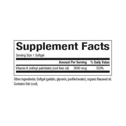 Vitamin A 3000mcg 10000IU - 180 softgels Natural Factors